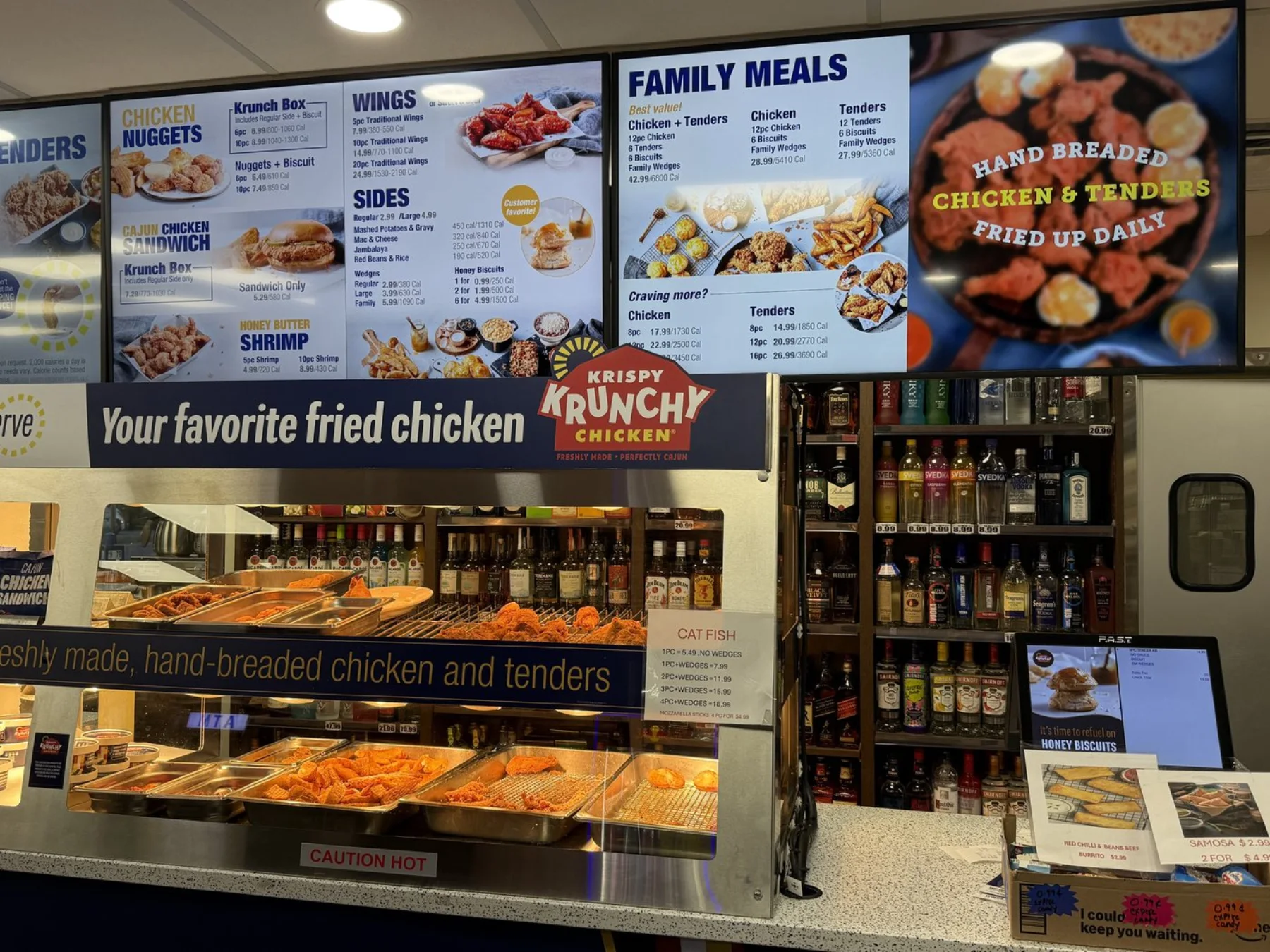 Krispy Krunchy Chicken counter at Arlene’s Truck Stop
